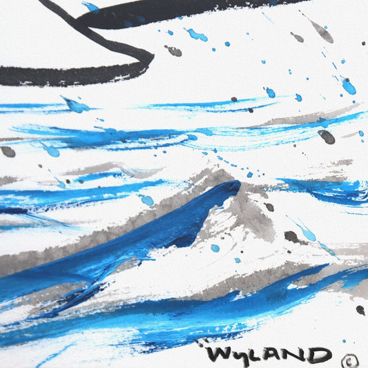 Wyland- Original Sumi Ink Painting "Dolphins"