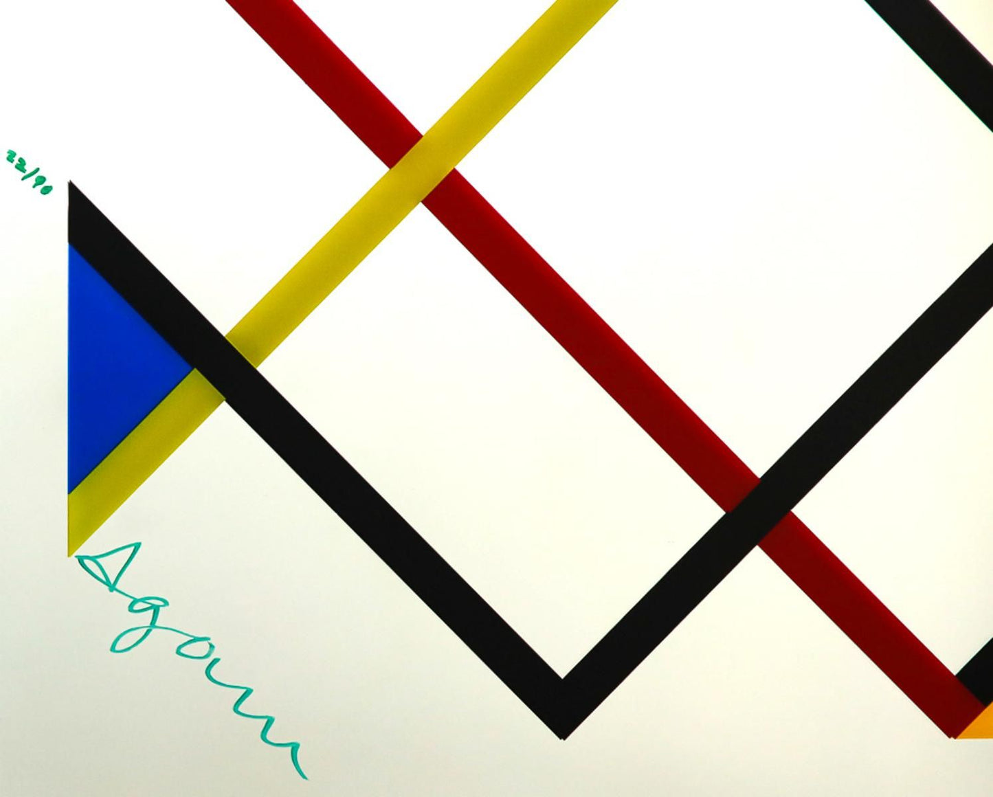 Yaacov Agam- Color Serigraph with Pigments on Glass Mirror "Homage to Mondrian"