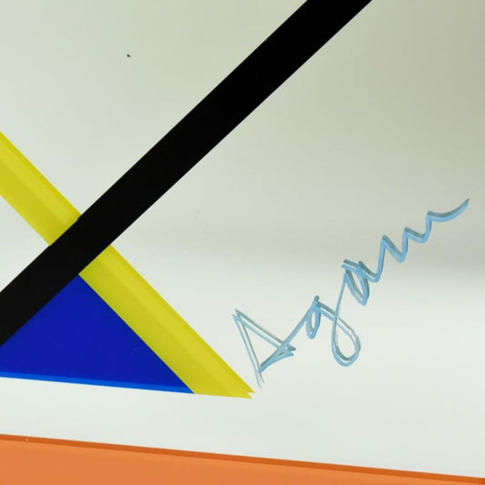 Yaacov Agam, "Homage to Mondrian (Orange Border)" Limited Edition Colored Mirror, Numbered and Hand Signed with Letter of Authenticity.