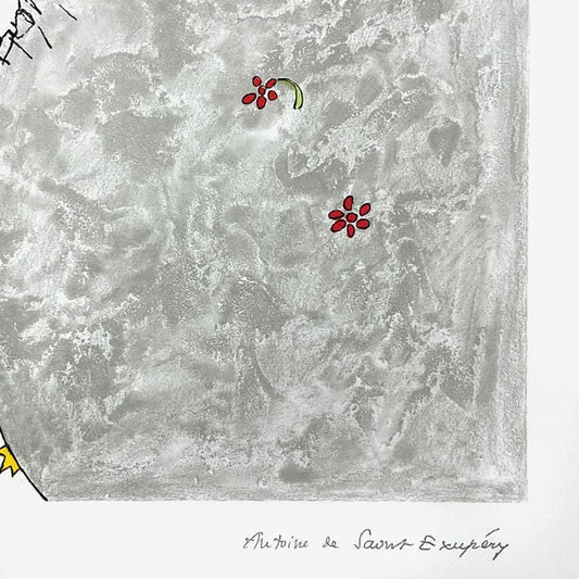 Antoine de Saint-Exupery 1900-1944 (After), "The Little Prince On Asteroid B-612" Framed Limited Edition Lithograph with Certificate of Authenticity.
