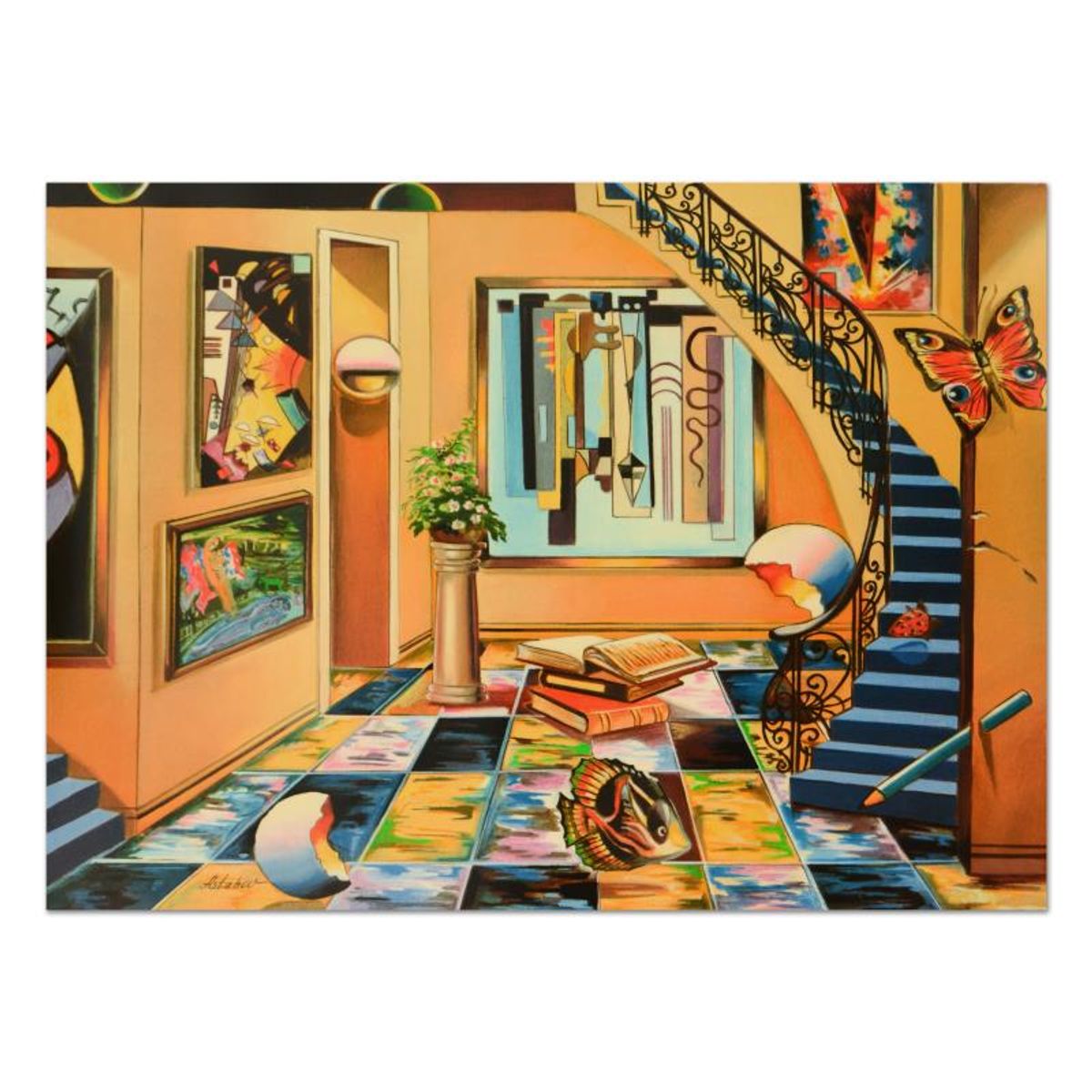 Alexander Astahov, "Homage to Miro" Hand Signed Limited Edition Serigraph, Numbered and with Letter of Authenticity.