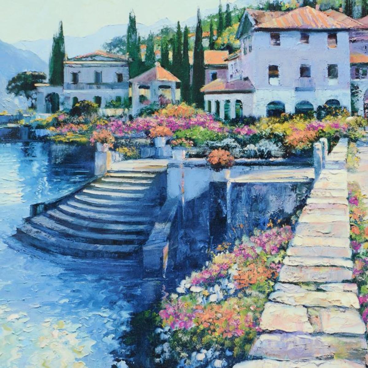 Howard Behrens (1933-2014), "Stairway To Carlotta" Limited Edition on Canvas, Numbered and Signed with COA.