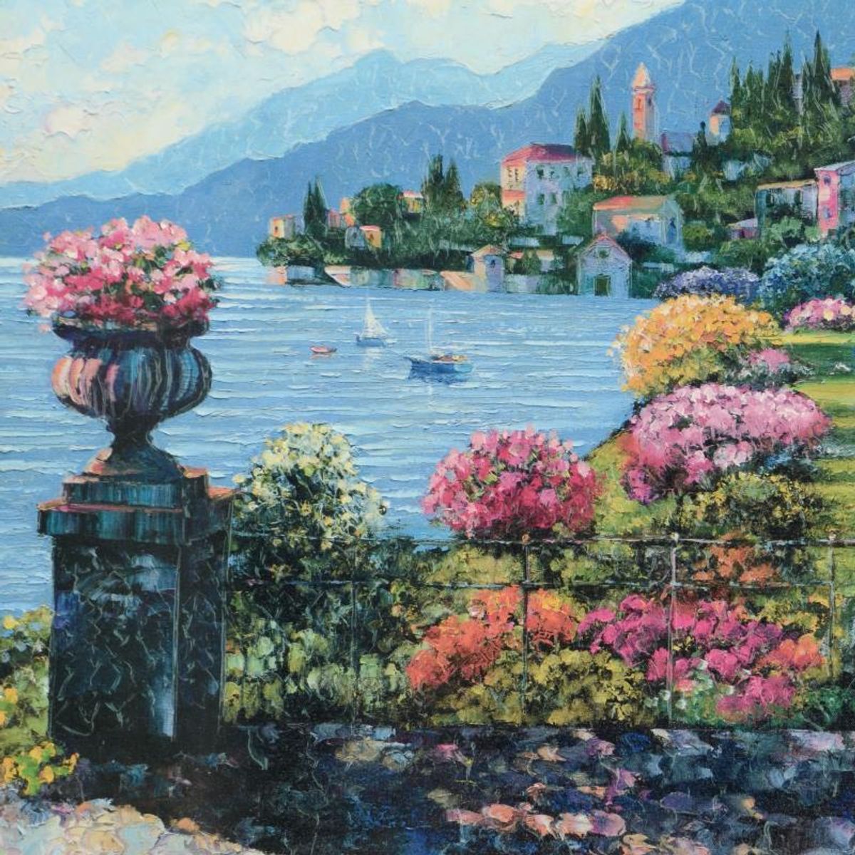 Howard Behrens (1933-2014), "Varenna Morning" Limited Edition on Canvas, Numbered and Signed with COA.