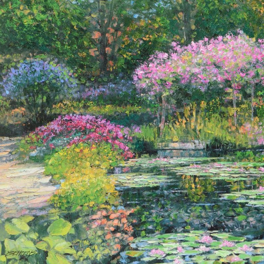 Howard Behrens (1933-2014), "Giverny Lily Pond" Limited Edition on Canvas, Numbered and Signed with COA.