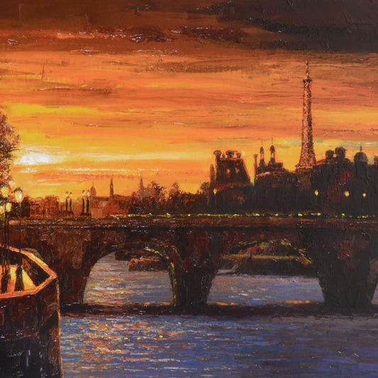 Howard Behrens (1933-2014), "Twilight On The Seine II" Limited Edition on Canvas, Numbered and Signed with COA.
