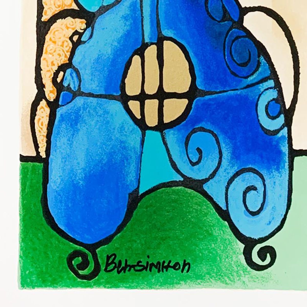 Ben Simhon, "Blue Vase I" Hand Signed Limited Edition Serigraph on Paper with Letter of Authenticity.