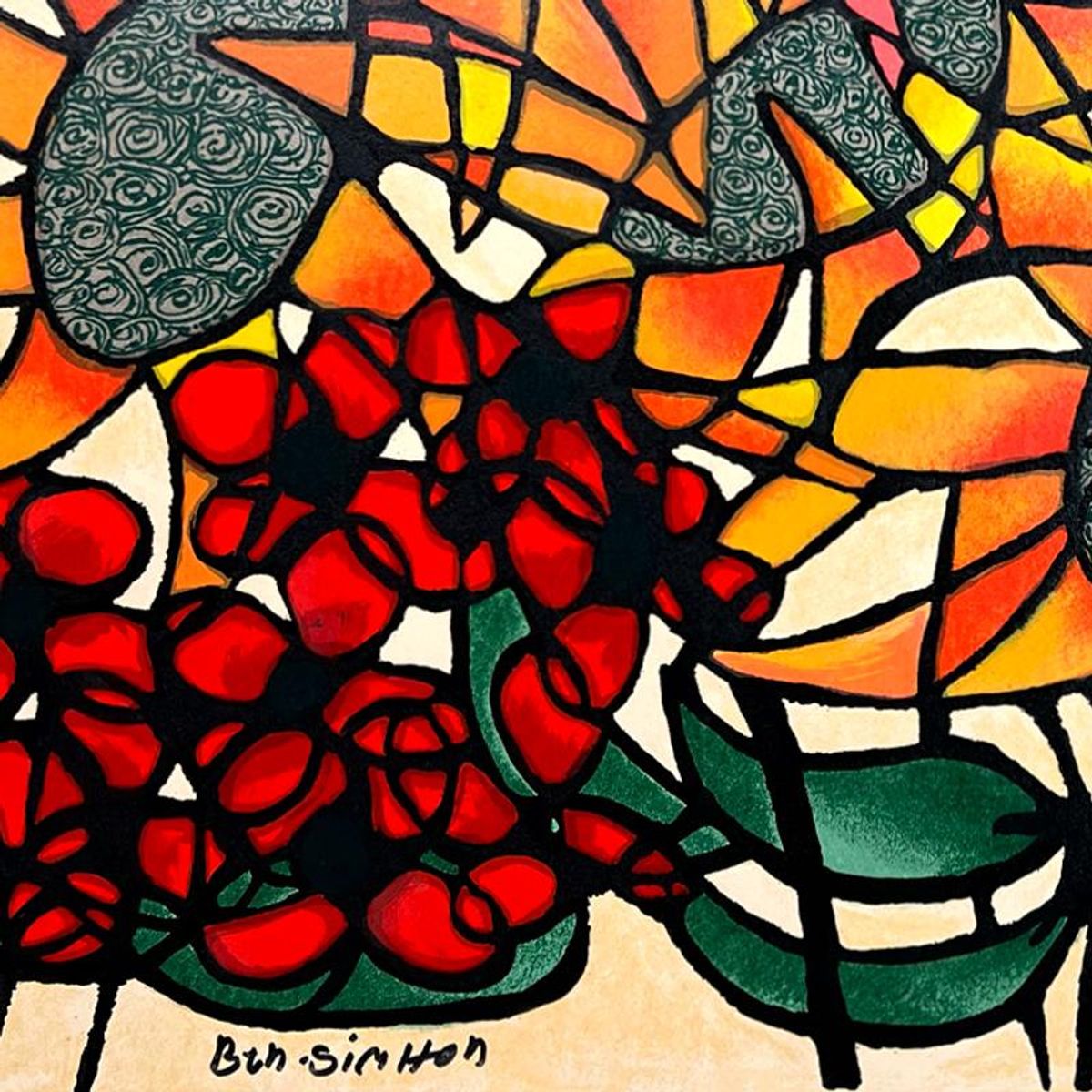 Avi Ben-Simhon, "Sunflowers" Hand Signed, Numbered Limited Edition with Letter of Authenticity.