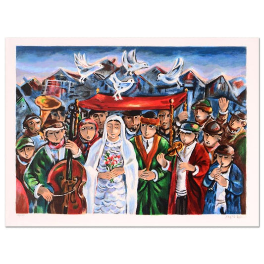 Yosl Bergner (1920-2017), "Wedding" Limited Edition Lithograph, Numbered and Hand Signed with Certificate of Authenticity.