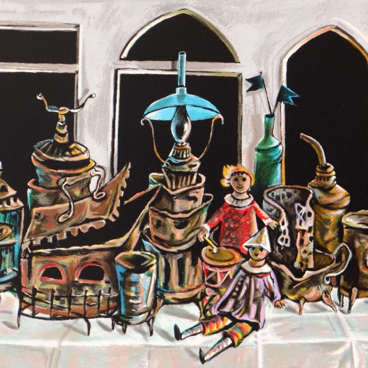 Yosl Bergner (1920-2017), "Lightings" Limited Edition Lithograph, Numbered and Hand Signed with Certificate of Authenticity.