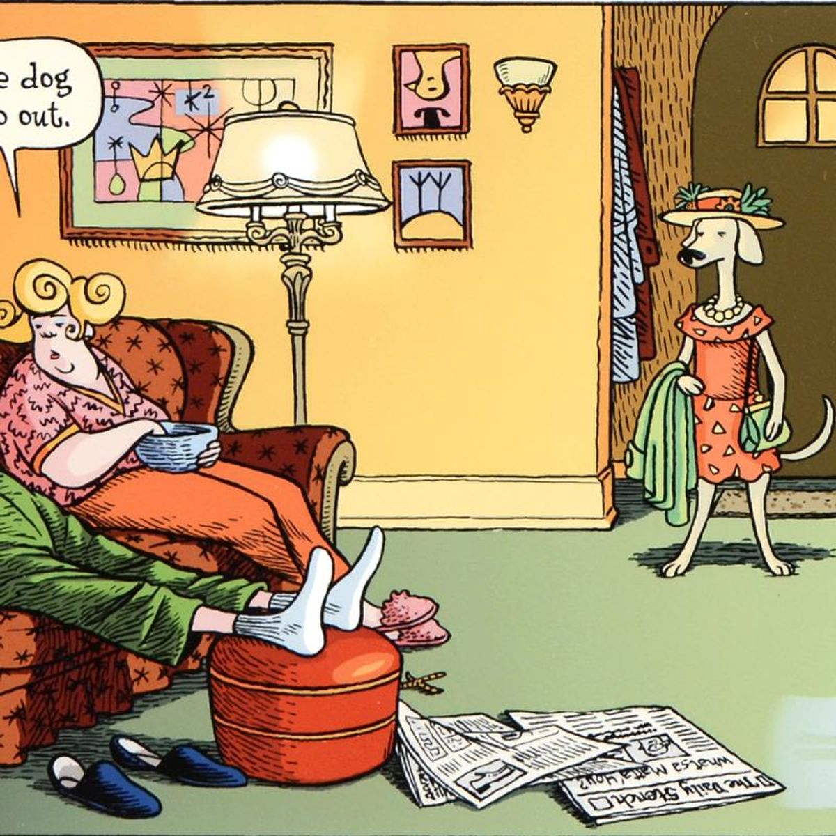 Bizarro, "Dog Goes Out" Numbered Limited Edition Hand Signed by creator Dan Piraro; Letter of Authenticity.