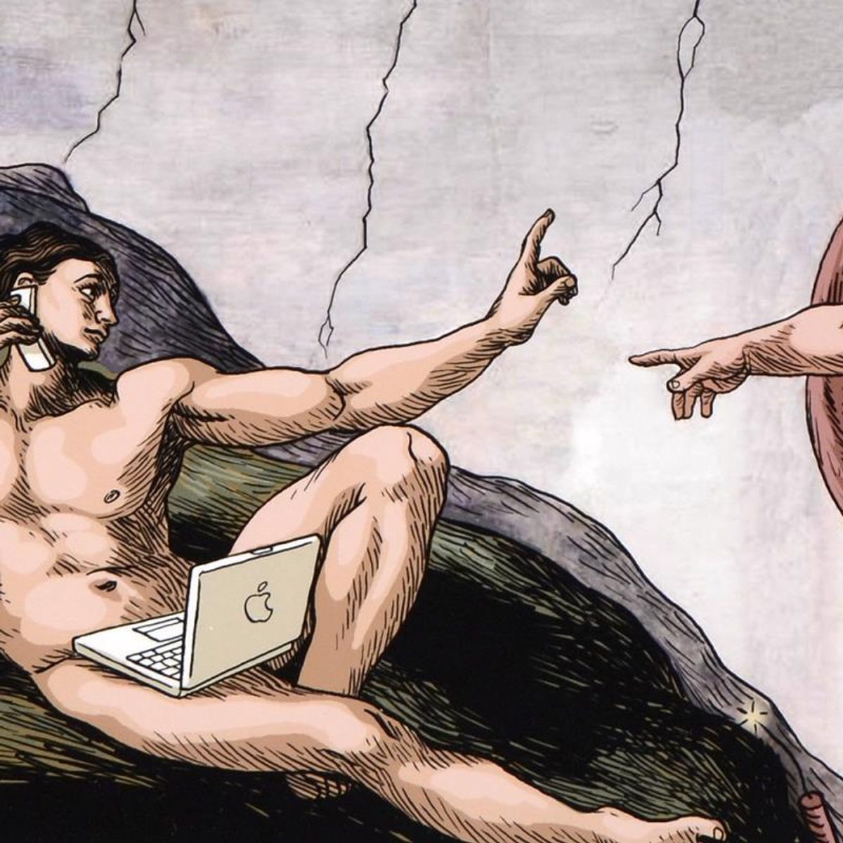 Bizarro, "Interruption of Adam" Numbered Limited Edition Hand Signed by creator Dan Piraro; Letter of Authenticity.