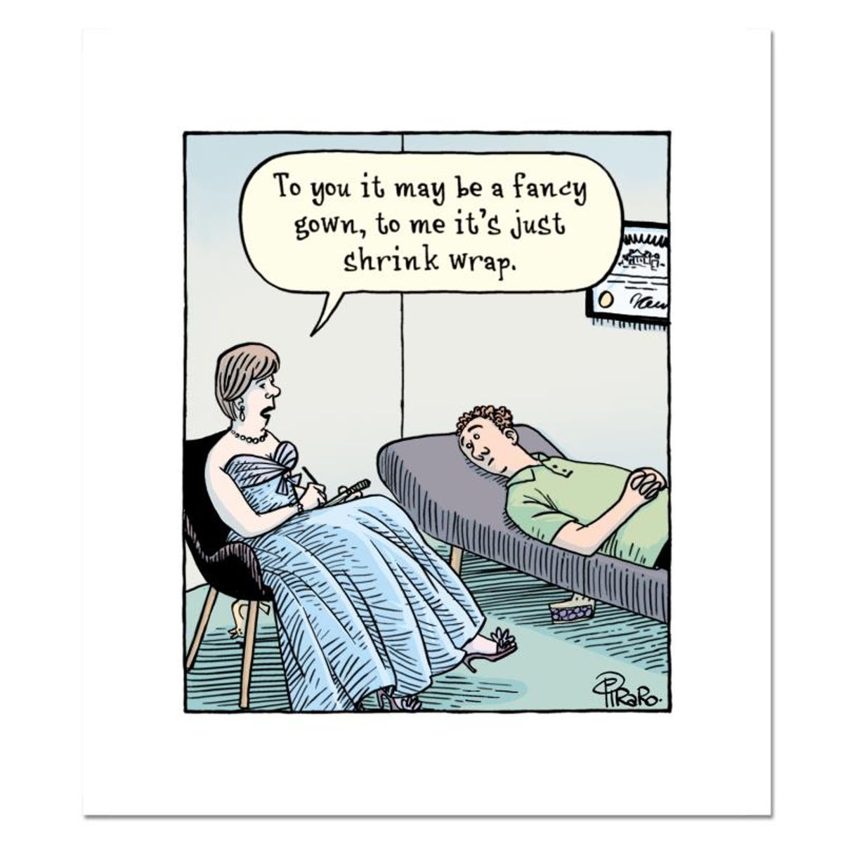 Bizarro, "Shrink Wrap" Numbered Limited Edition Hand Signed by Creator Dan Piraro; Letter of Authenticity.