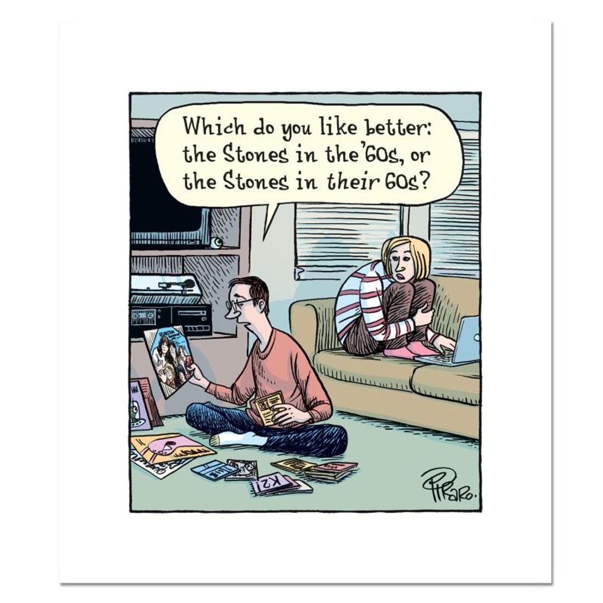 Bizarro, "Stones Sixties" Numbered Limited Edition Hand Signed by Creator Dan Piraro; Letter of Authenticity.