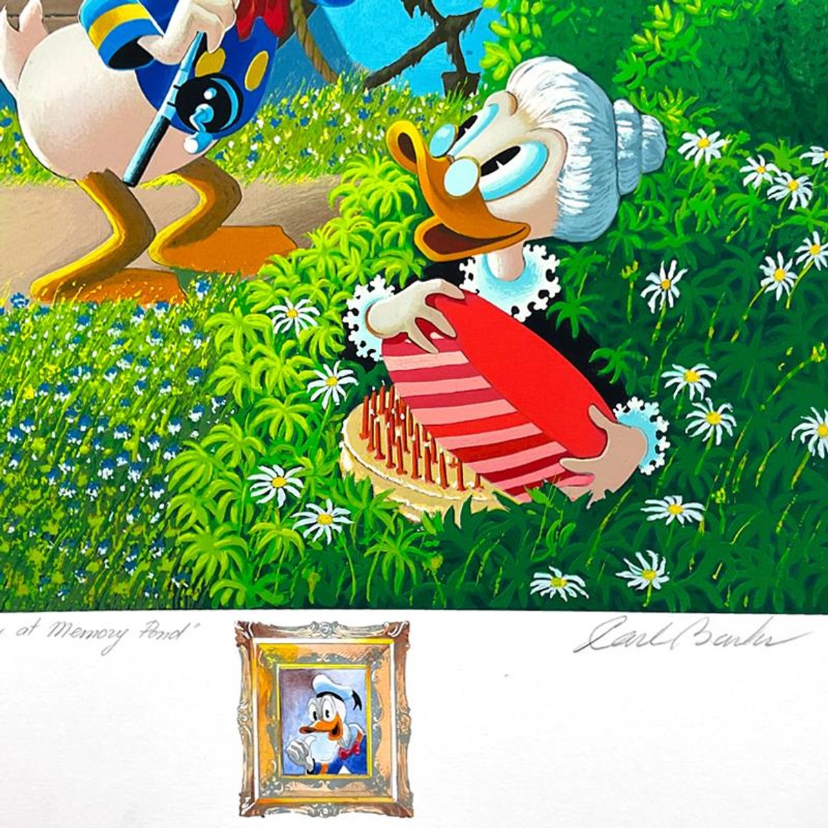 Carl Barks (1901-2000), "Surprise Party at Memory Pond" Limited Edition Serigraph with Remarque from Disney Fine Art, Numbered and Hand Signed with Letter of Authenticity