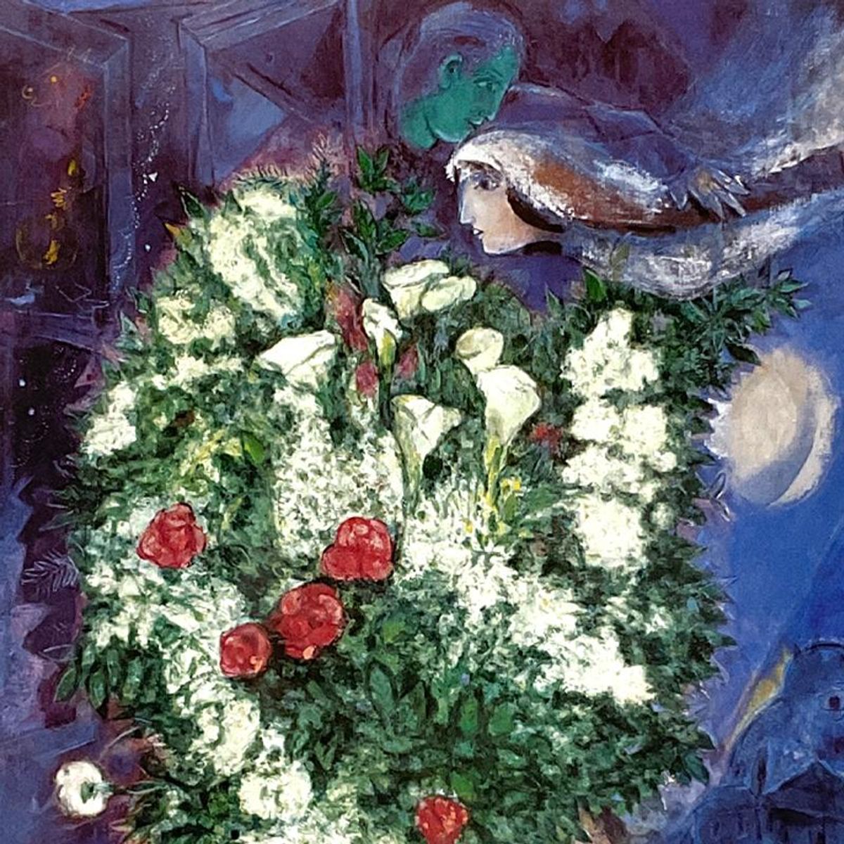 Marc Chagall (1887-1985), "Bouquet with Flying Lover" Framed Offset Lithograph with Letter of Authenticity.