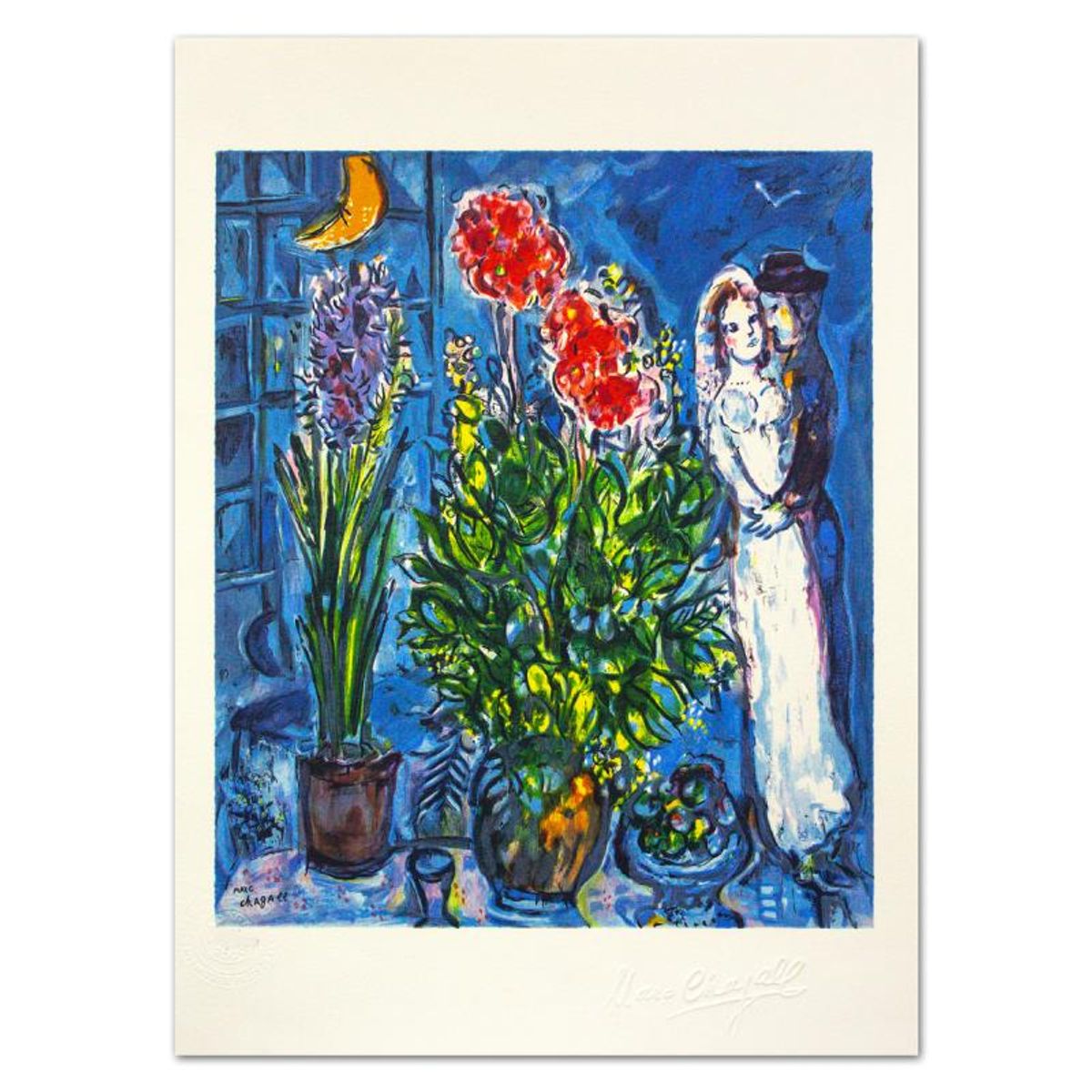 Marc Chagall (1887-1985), "Les Maries" Limited Edition Lithograph with Letter of Authenticity.