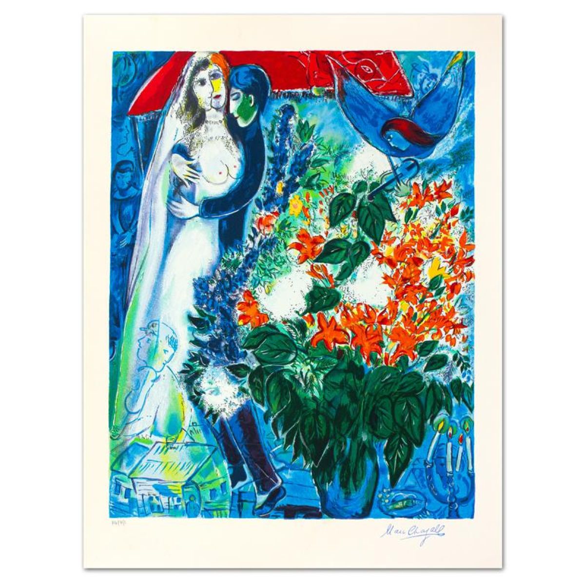 Marc Chagall (1887-1985), "Maries Sous Le Baldaquin" Limited Edition Serigraph with Letter of Authenticity.