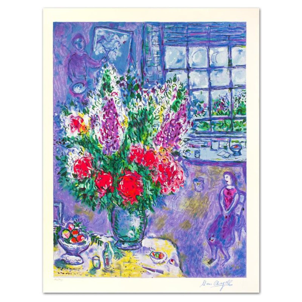 Marc Chagall (1887-1985), "Autoportrait Avec Bouquet" Limited Edition Serigraph with Letter of Authenticity.