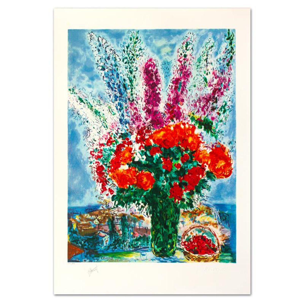 Marc Chagall (1887-1985), "Le Bouquet De Renoncules" Limited Edition Lithograph with Letter of Authenticity.