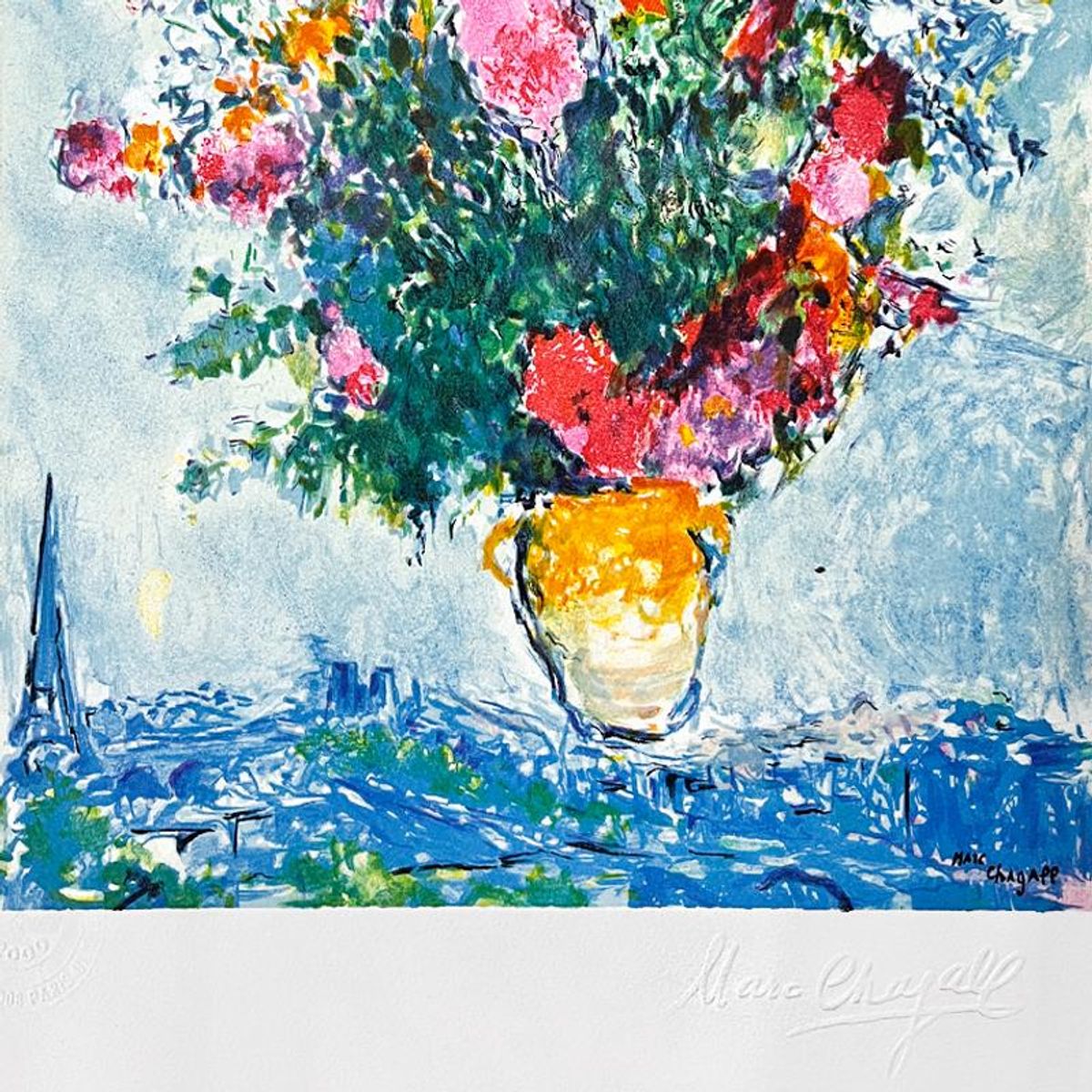 Marc Chagall (1887-1985), "Le Bouquet Et La Tour Eiffel" Framed Limited Edition Lithograph with Letter of Authenticity.