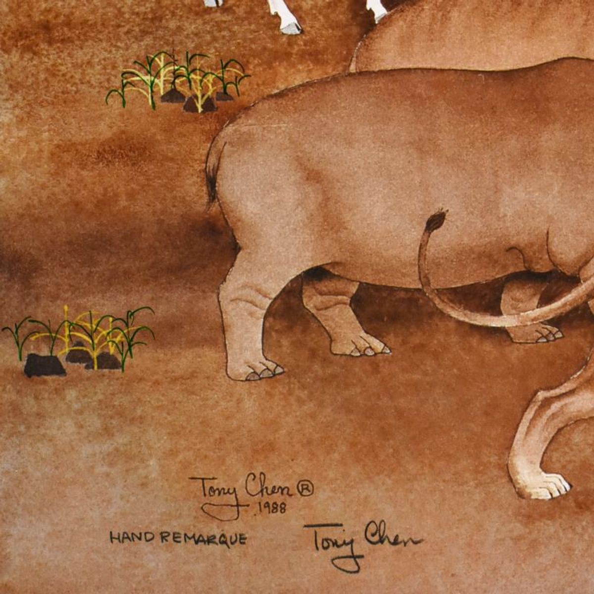 Tony Chen, "Noah and the Animals" Limited Edition Lithograph with Remarque, Numbered and Hand Signed with Letter of Authenticity.