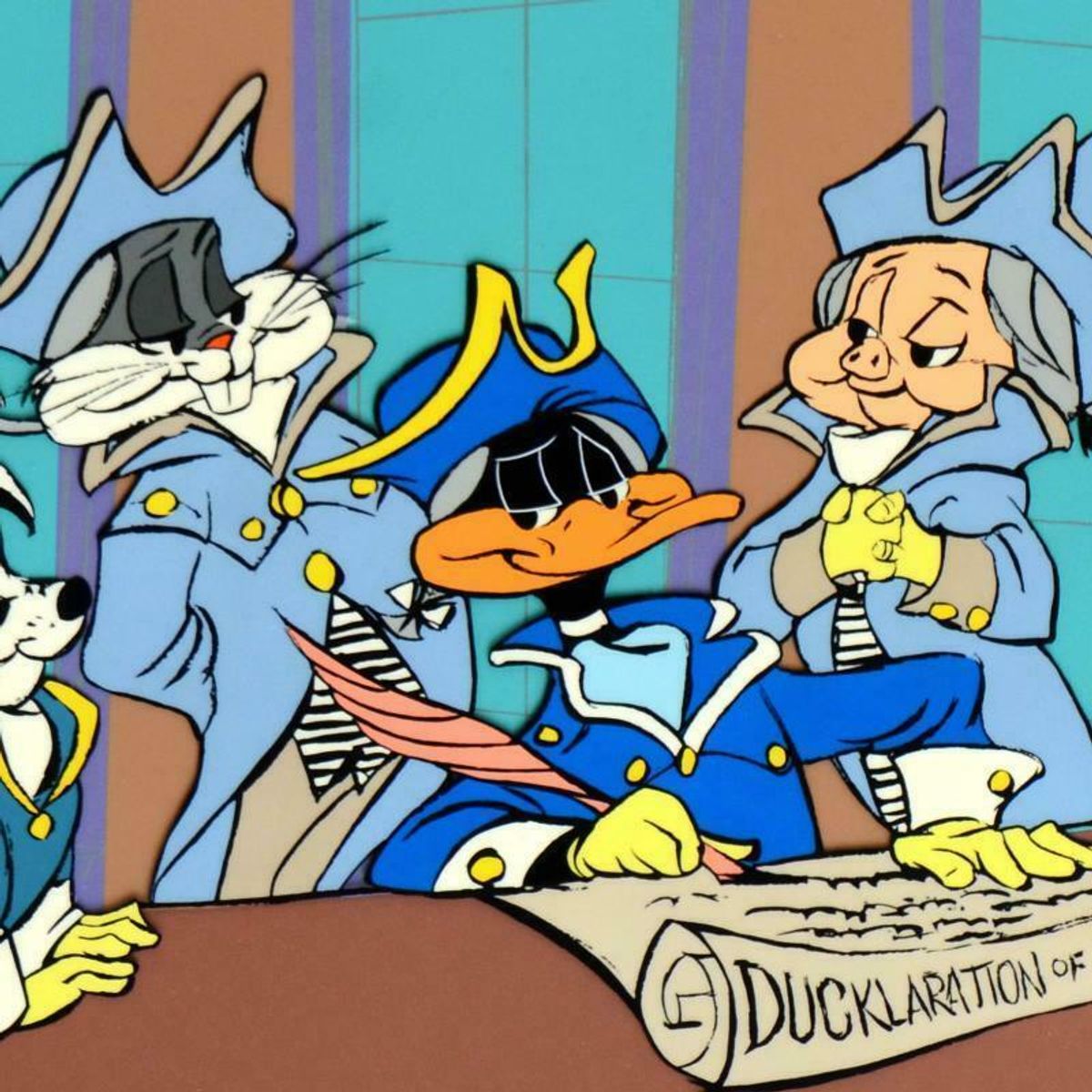 Chuck Jones (1912-2002), "Ducklaration of Independence" Limited Edition Animation Cel with Hand Painted Color, Dated (1990), Numbered and Hand Signed with Certificate of Authenticity.