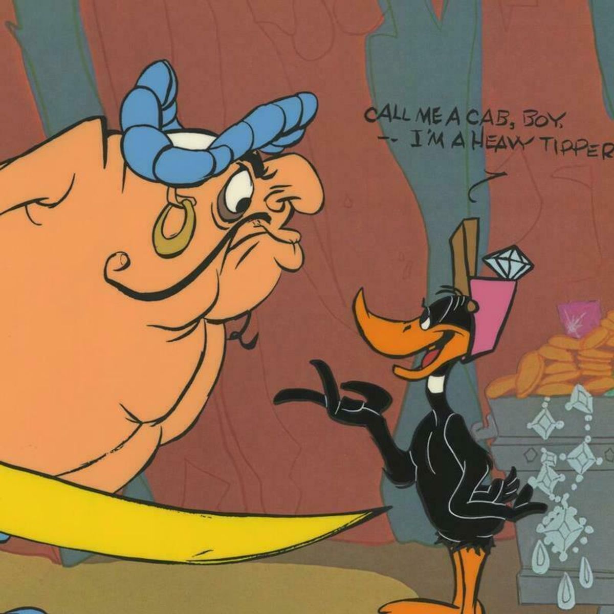 Chuck Jones "Daffy And Hassan: Call Me A Cab" Hand Signed, Hand Painted Limited Edition Sericel.