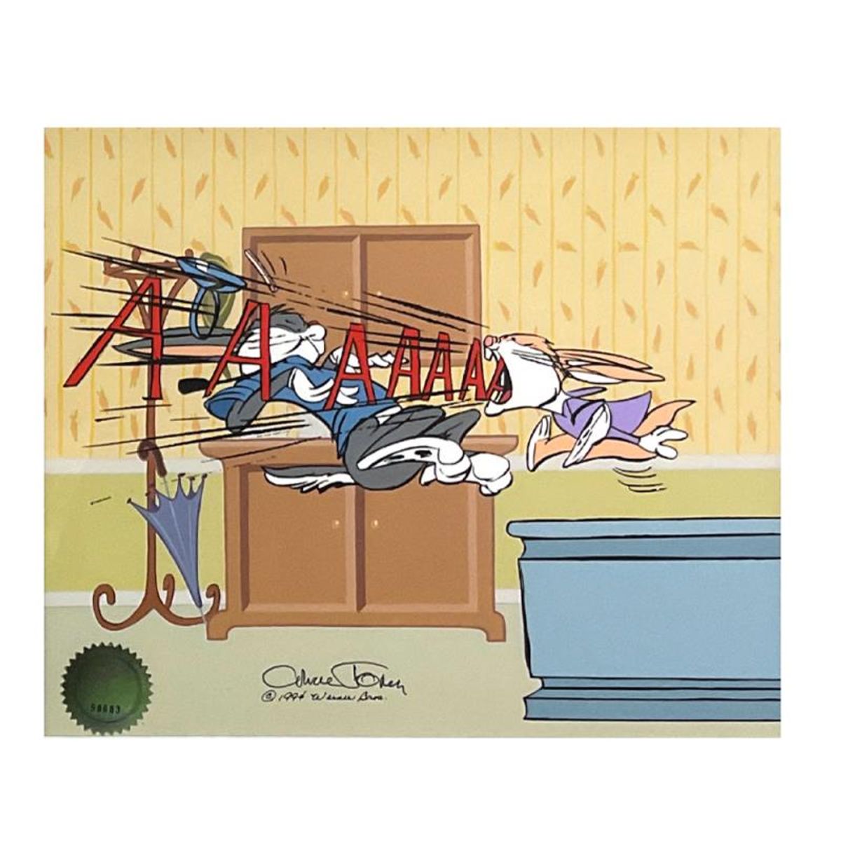 Chuck Jones (1912-2002) "Bugs Doctor: Say Ah!" Hand Signed, Hand Painted Limited Edition Sericel Diptych.