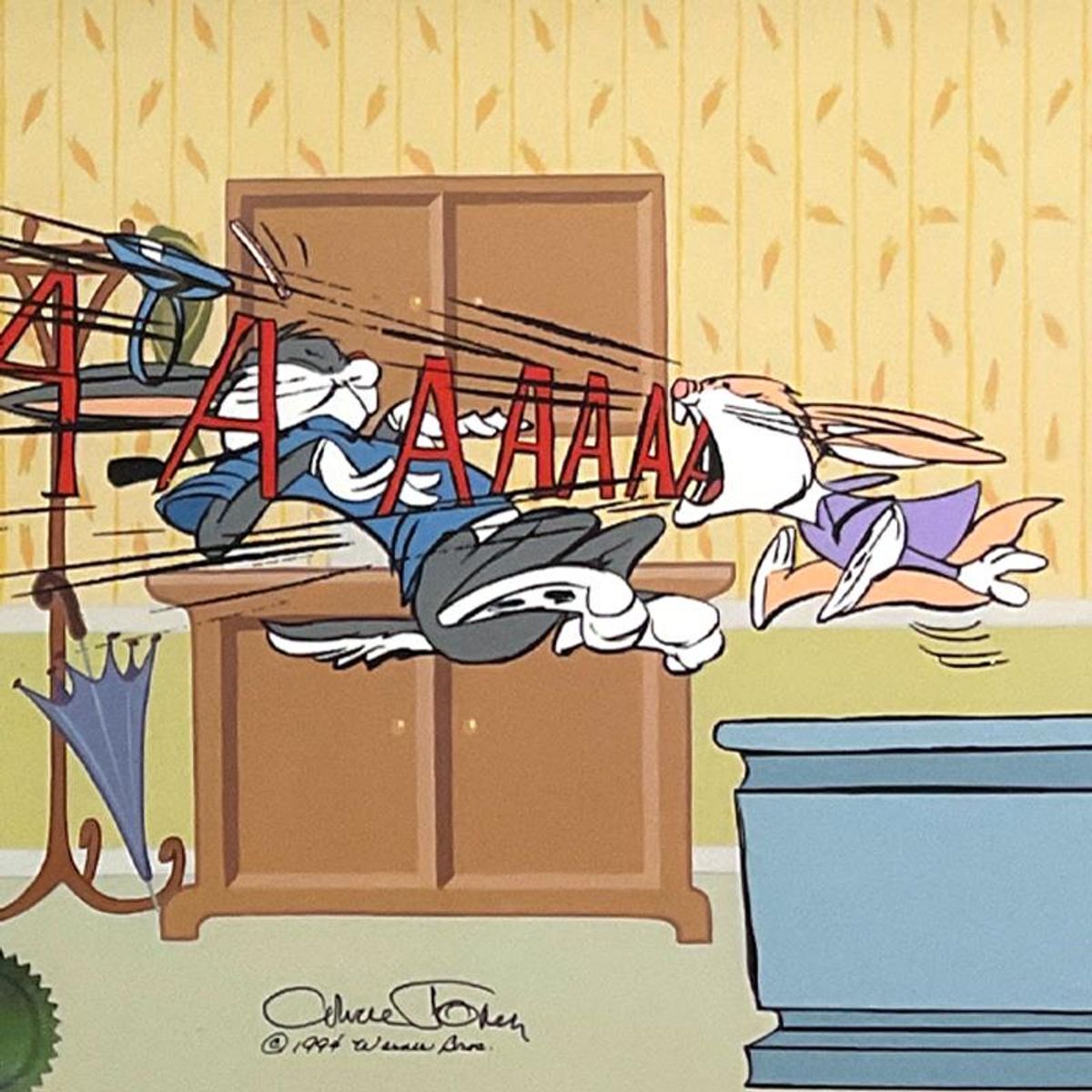 Chuck Jones (1912-2002), "Bugs Doctor: Say Ah!" Framed Limited Edition Sericel Diptych with Hand Painted Color, Numbered and Hand Signed with Certificate of Authenticity.