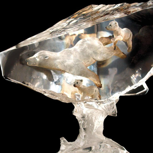 John Cuevas, "Polar Sea" Limited Edition Mixed Media Lucite Sculpture with COA.