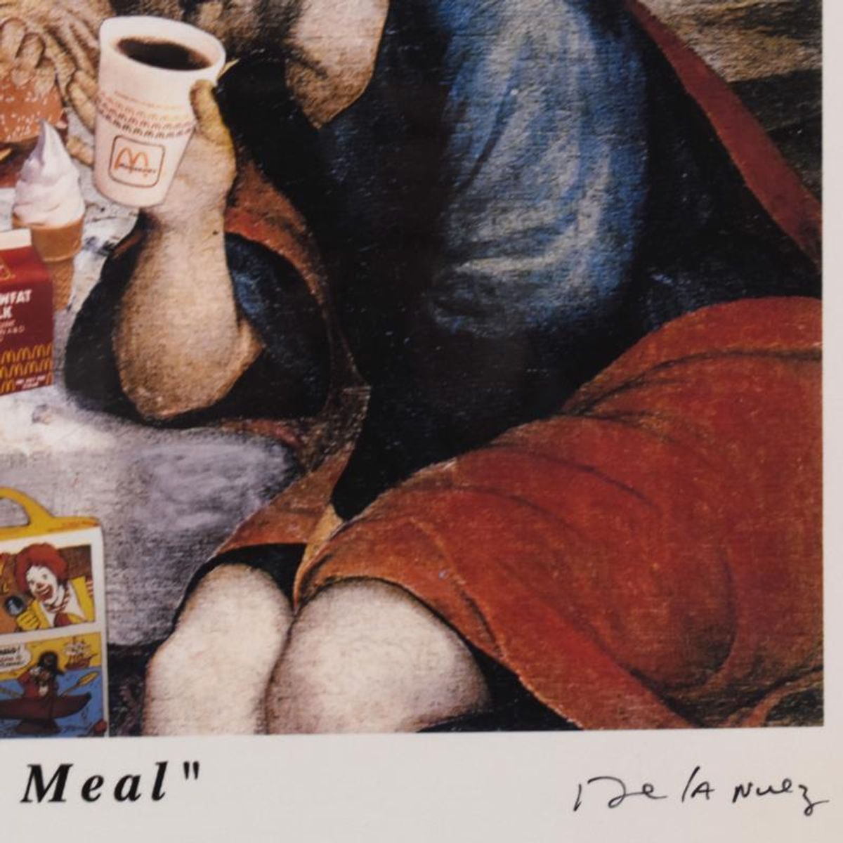 Nelson De La Nuez, "The Last Happy Meal" Framed Limited Edition Artist Proof, Numbered and Hand Signed with Letter of Authenticity.