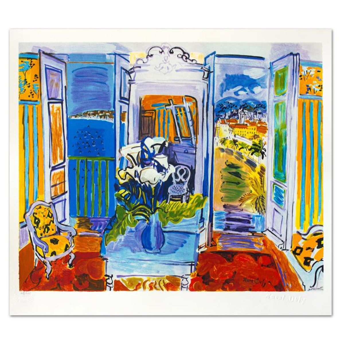 Raoul Dufy (1877-1953), "Interieur A La Fenetre Ouverte" Limited Edition Lithograph with Letter of Authenticity.