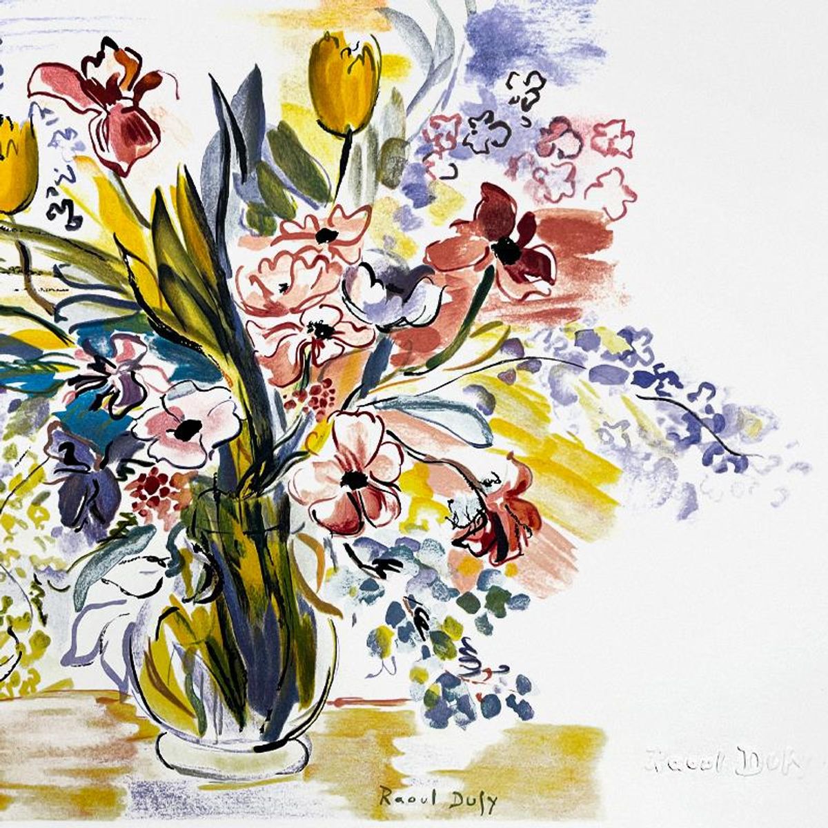 Raoul Dufy (1877-1953), "Bouquet De Fleurs Dans" Framed Limited Edition Lithograph with Letter of Authenticity.