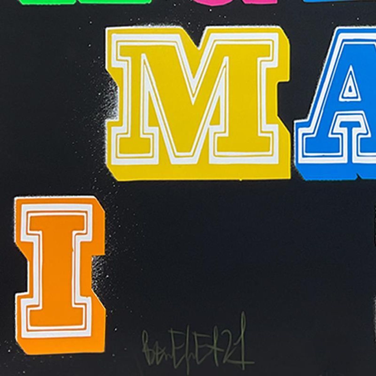 Ben Eine, "Imagine" Hand Pulled Limited Edition Screen Print, Numbered and Hand Signed with Letter of Authenticity.