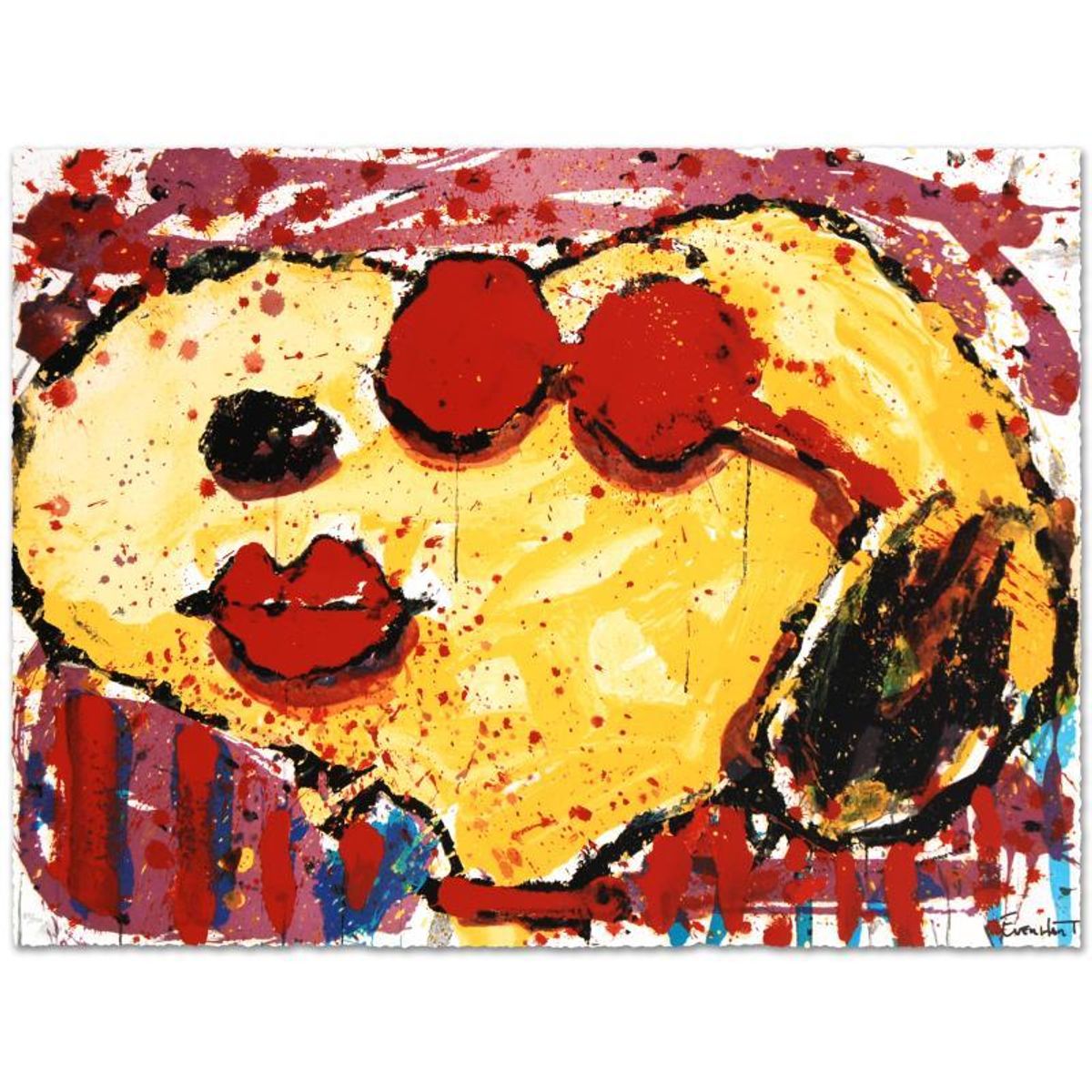 Very Cool Dog Lips in Brentwood Limited Edition Hand Pulled Original Lithograph by Renowned Charles Schulz Protege, Tom Everhart. Numbered and Hand Signed by the Artist, with Certificate of A