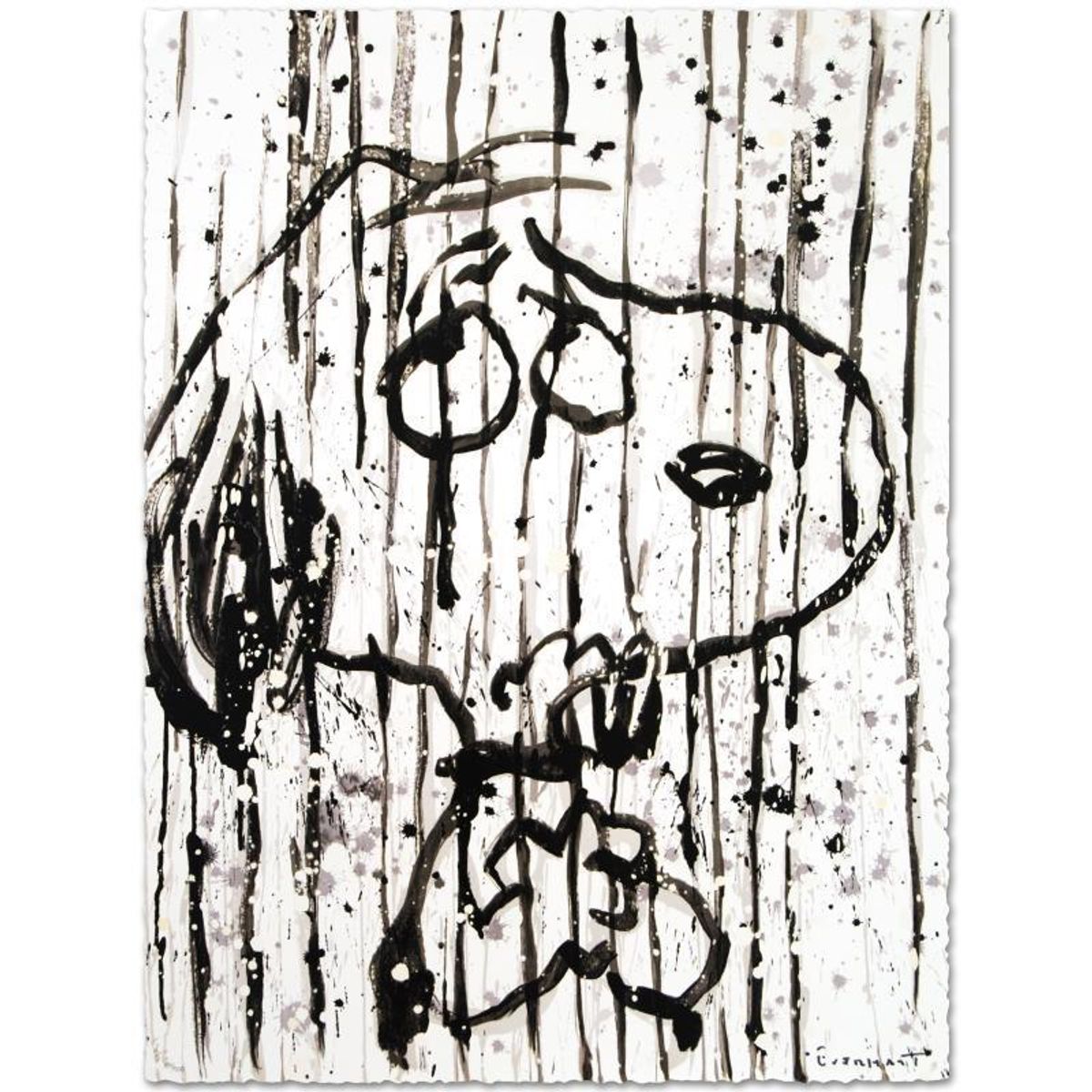 Dancing In The Rain Limited Edition Hand Pulled Original Lithograph by Renowned Charles Schulz Protege, Tom Everhart. Numbered and Hand Signed by the Artist, with Certificate of Authenticity.