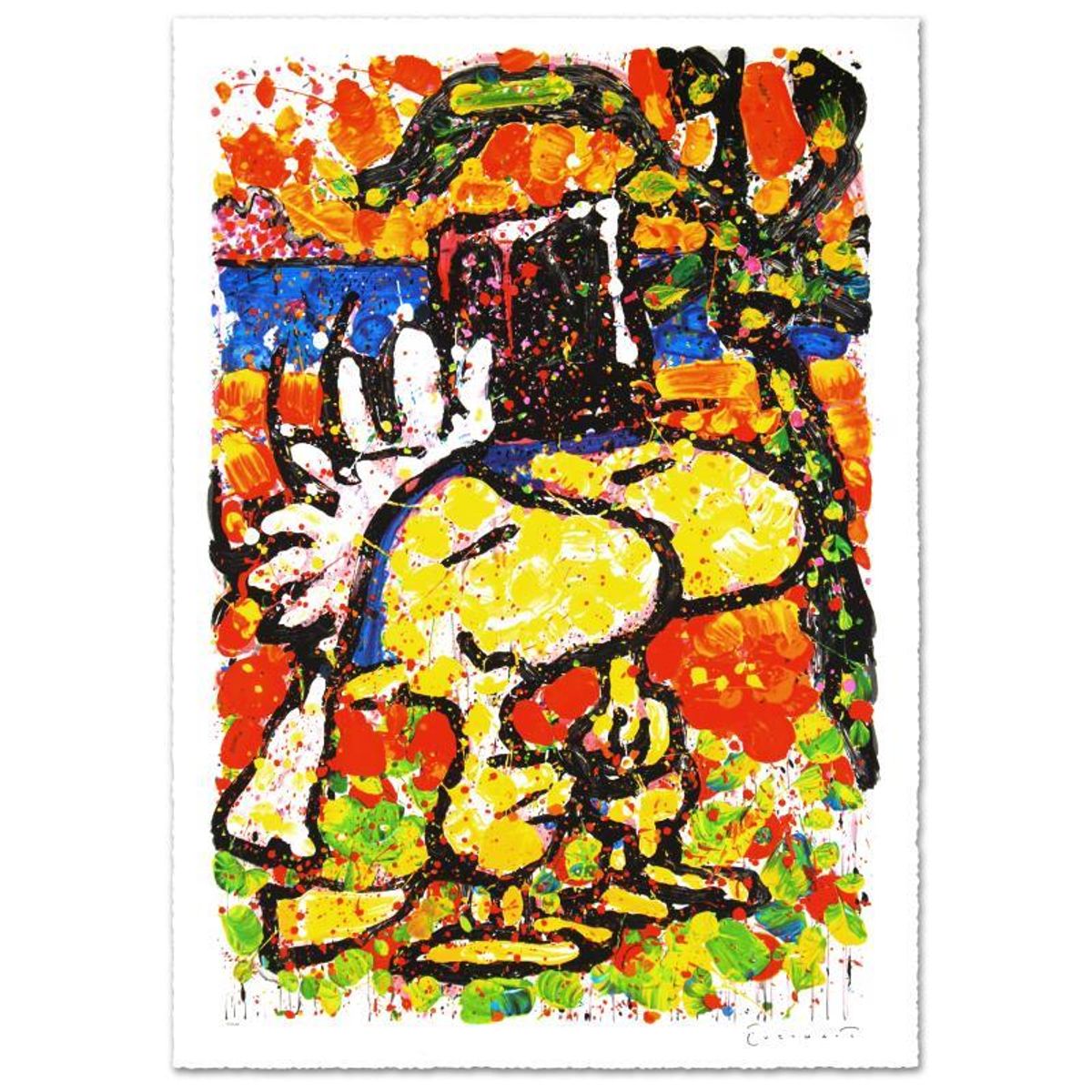 Hitched Limited Edition Hand Pulled Original Lithograph (26" x 39") by Renowned Charles Schulz Protege, Tom Everhart. Numbered and Hand Signed by the Artist, with Certificate of Authenticity.
