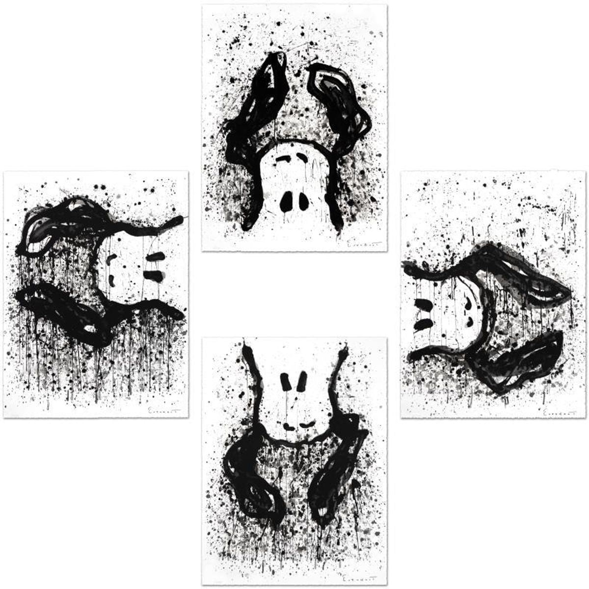 Watchdogs 3-6-9-12 O'Clock Suite of Four Limited Edition Hand Pulled Original Lithographs by Tom Everhart. Numbered and Hand Signed by the Artist, with Certificate of Authenticity.