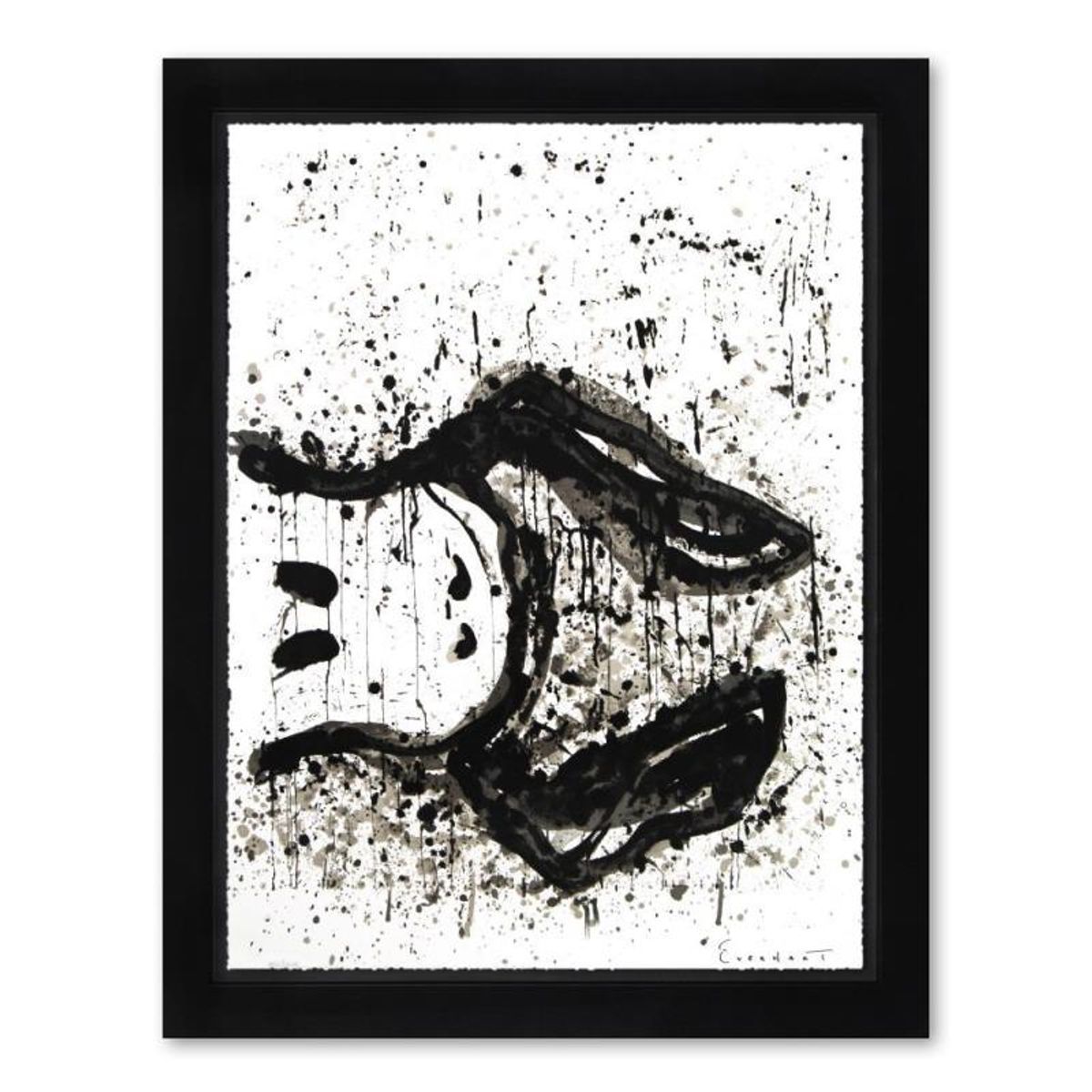 Tom Everhart, "Watchdog 3 O'Clock" Framed Limited Edition Hand Pulled Original Lithograph. Hand Signed, with Letter of Authenticity.