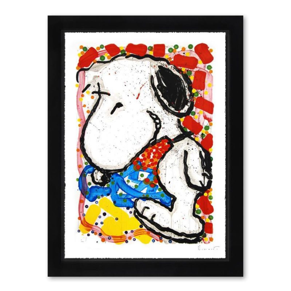 Tom Everhart, "Hip Hop Hound" Framed Limited Edition Hand Pulled Original Lithograph. Hand Signed, with Letter of Authenticity.