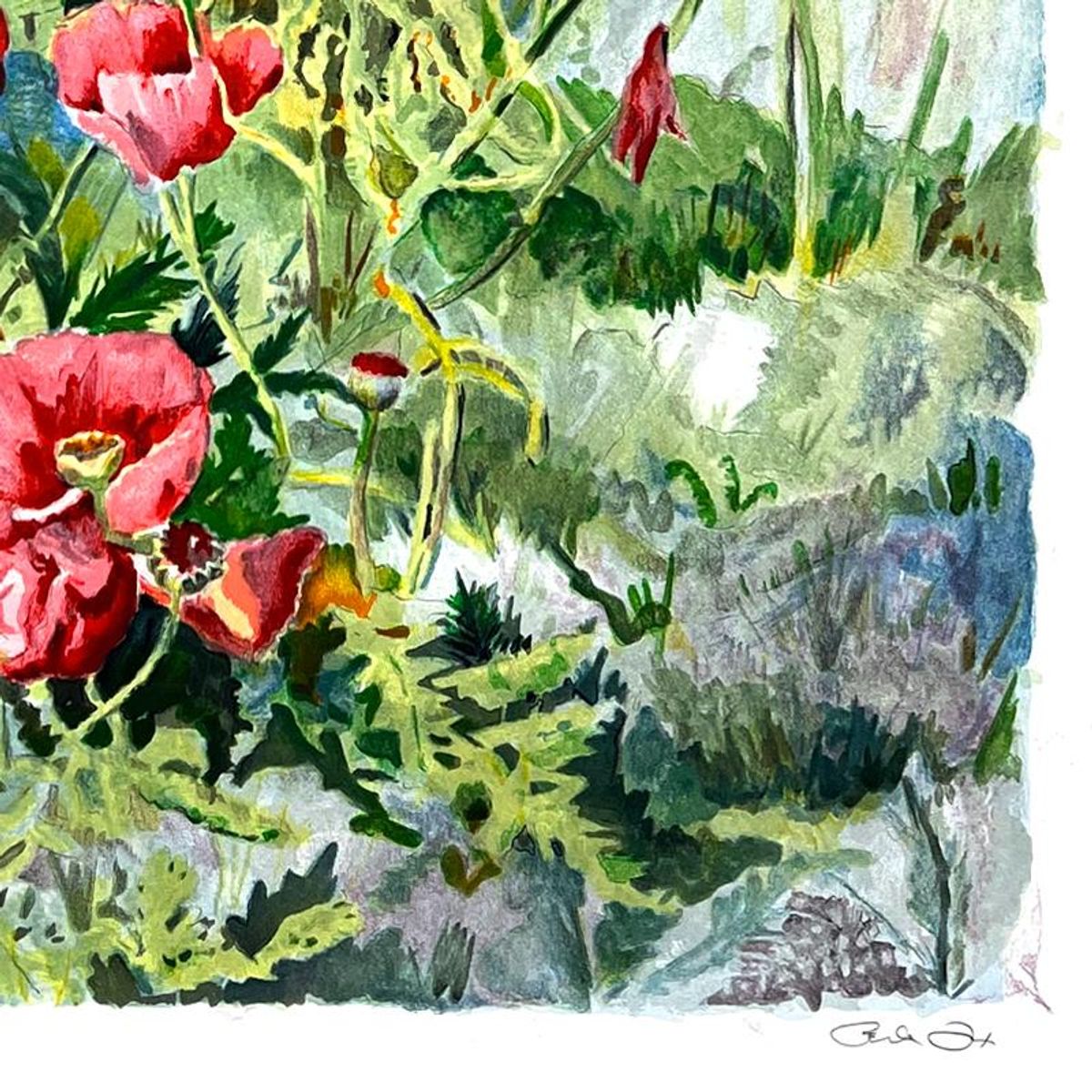 Perla Fox, "Anenomes" Hand Signed Limited Edition Serigraph with Letter of Authenticity.