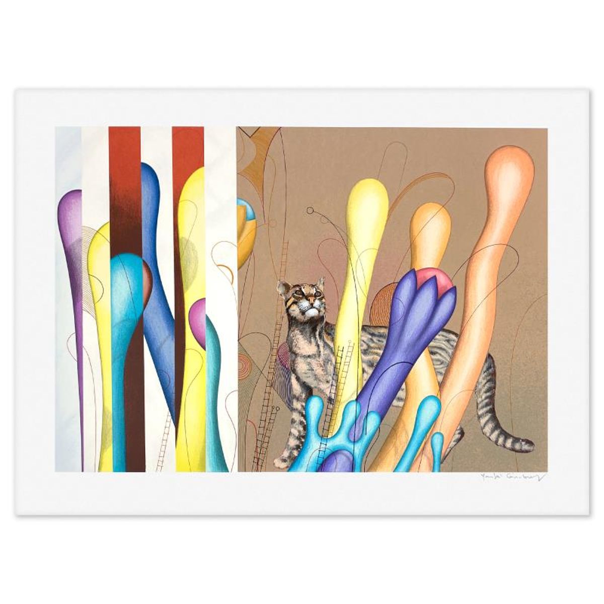 Yankel Ginzburg, "Ocelot" Limited Edition Serigraph, Numbered and Hand Signed with Letter of Authenticity