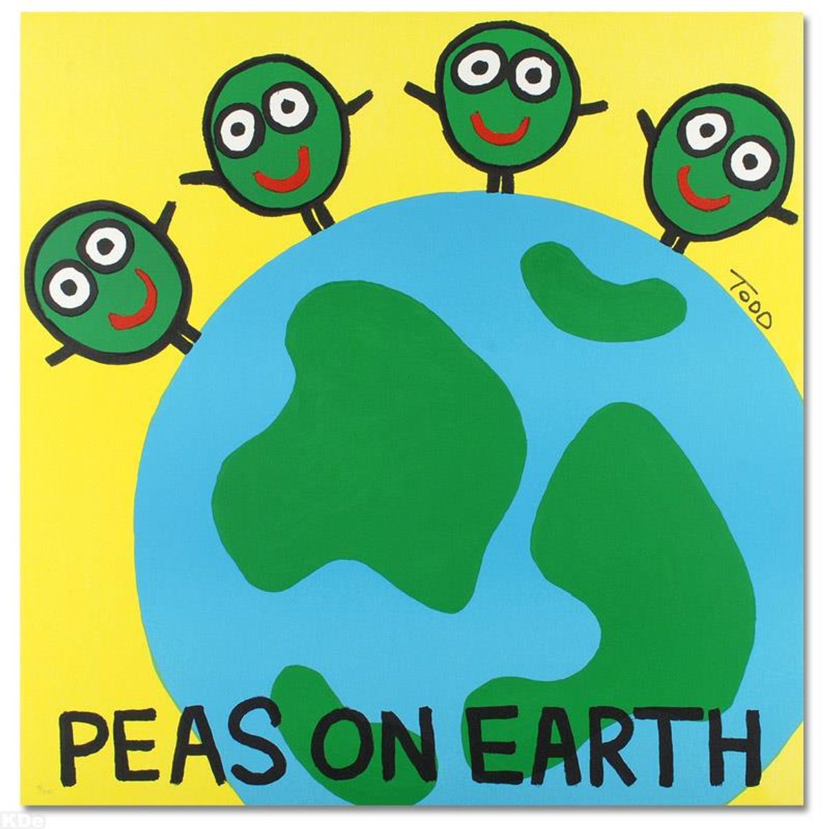Peas on Earth Limited Edition Lithograph by Todd Goldman, Numbered and Hand Signed with Certificate of Authenticity.