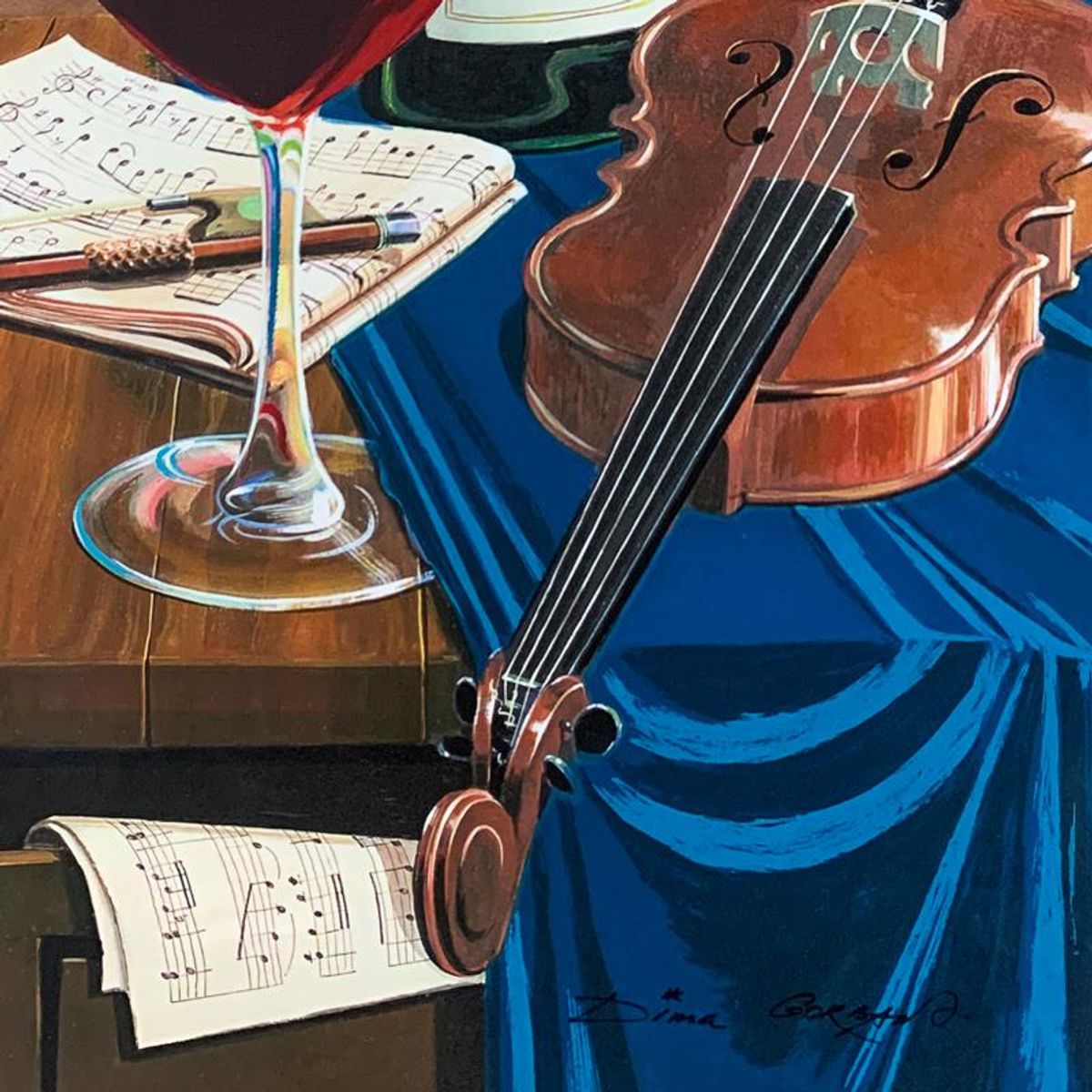 Dima Gorban, "Concert for Two" Hand Signed Limited Edition Serigraph on Paper with Letter of Authenticity.