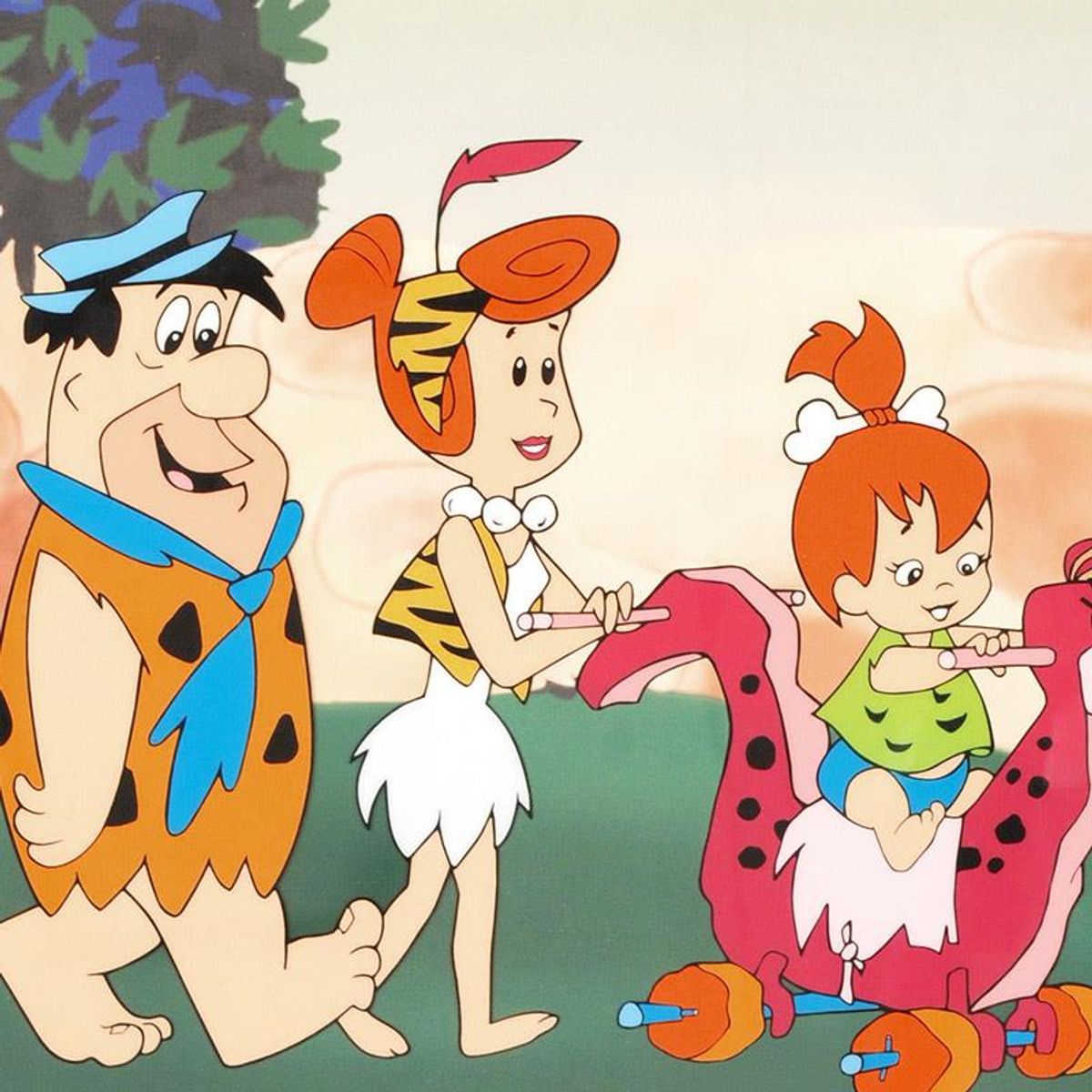 Strolling with Pebbles Limited Edition SERICEL from the Popular Animated Series The Flintstones with Certificate of Authenticity.