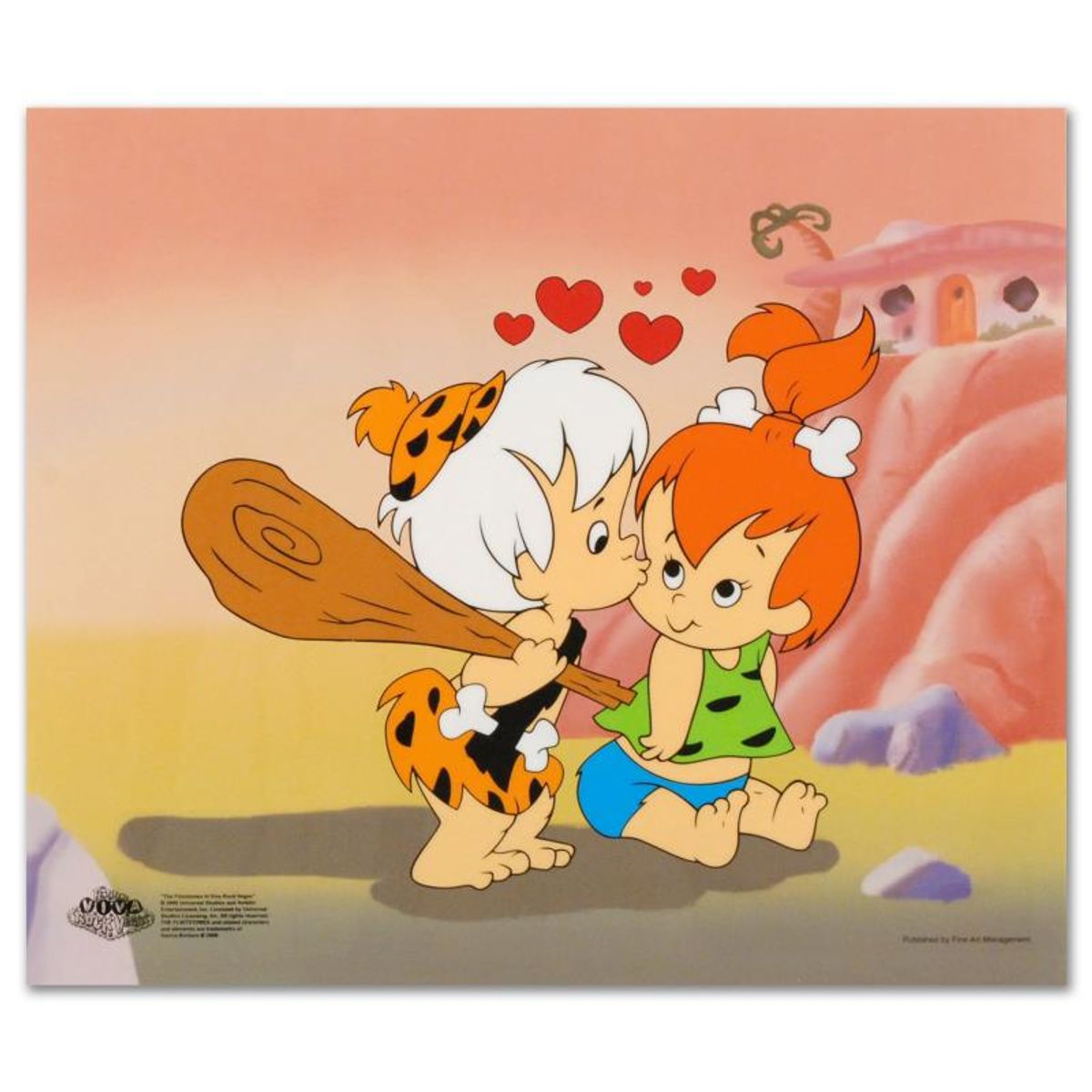 Pebbles and Bam Bam Limited Edition Sericel from the Popular Animated Series The Flintstones. Includes Certificate of Authenticity.