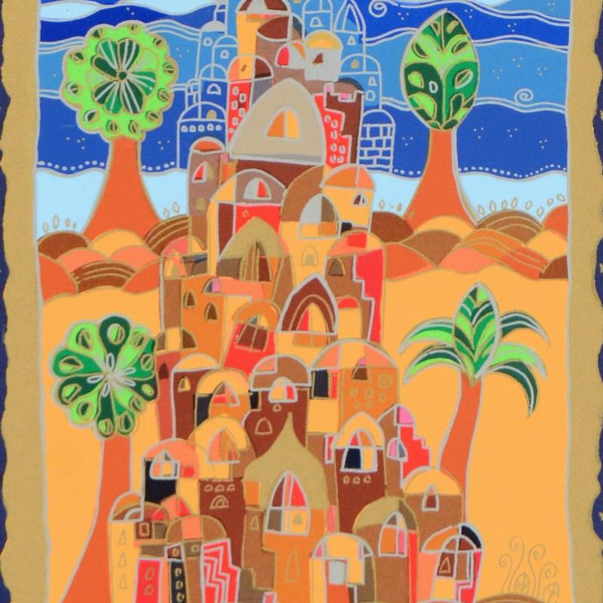 Ilan Hasson, "Oasis" Limited Edition Serigraph, Numbered and Hand Signed with Certificate of Authenticity.