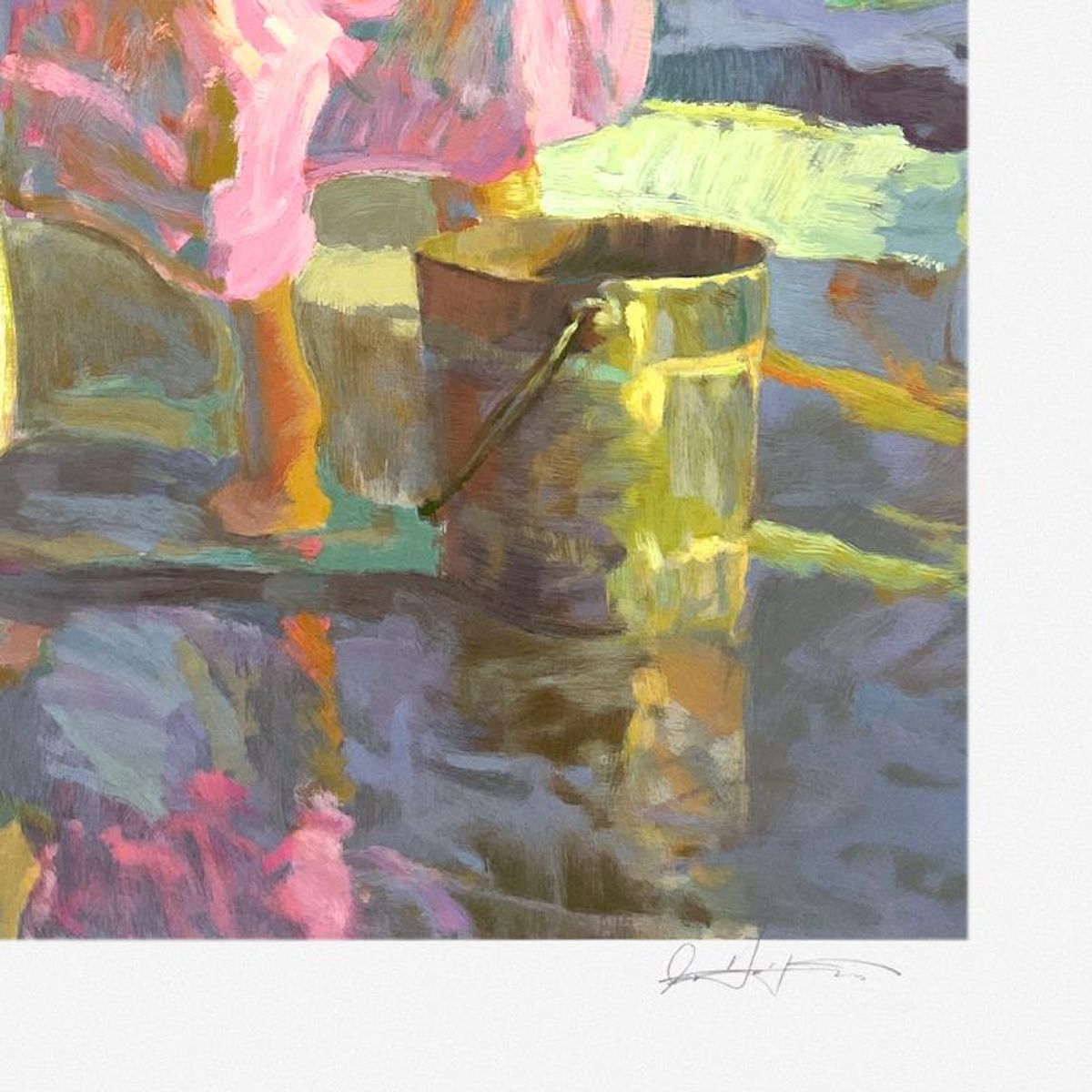 Don Hatfield, "Playing at the Shore" Limited Edition Printer's Proof Serigraph, Numbered and Hand Signed with Letter of Authenticity.