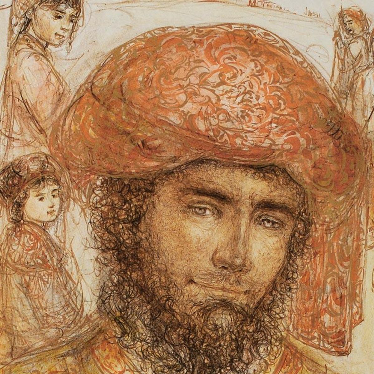 Joshua at the Jordan Limited Edition Lithograph by Edna Hibel (1917-2014), Numbered and Hand Signed with Certificate of Authenticity.