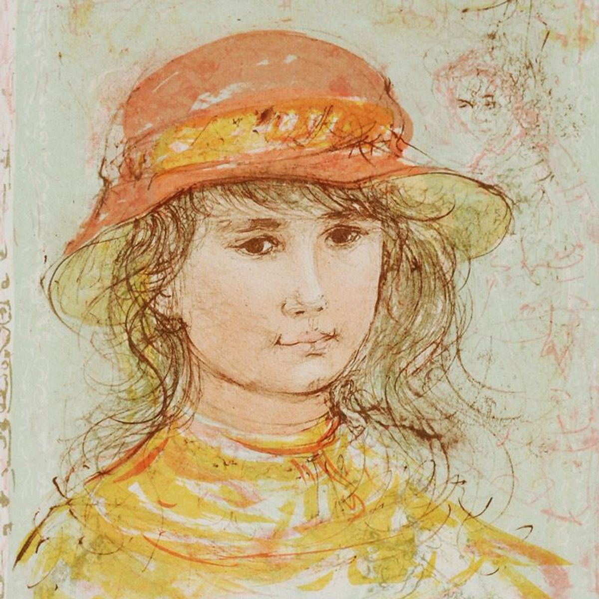 Pamela Limited Edition Lithograph by Edna Hibel (1917-2014), Numbered and Hand Signed with Certificate of Authenticity.